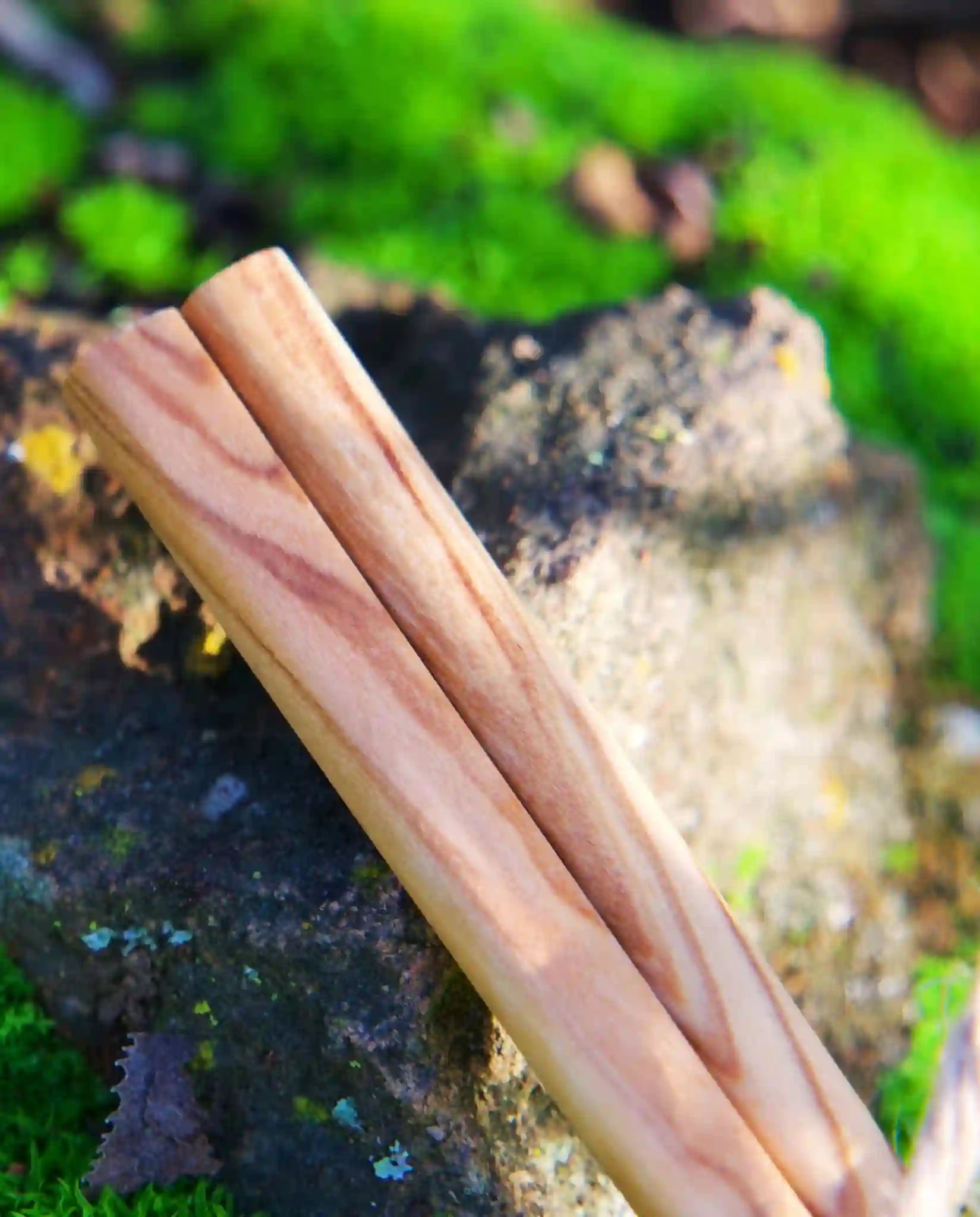 dinosaur green olive wood chinese style chopsticks, one of a kind unqiue wood, every stick is different